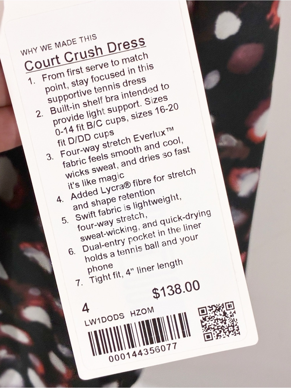 Lululemon Court Crush Dress Size 4 HZOM Haze Dot Inverse Orange Multi NEW - Picture 3 of 4
